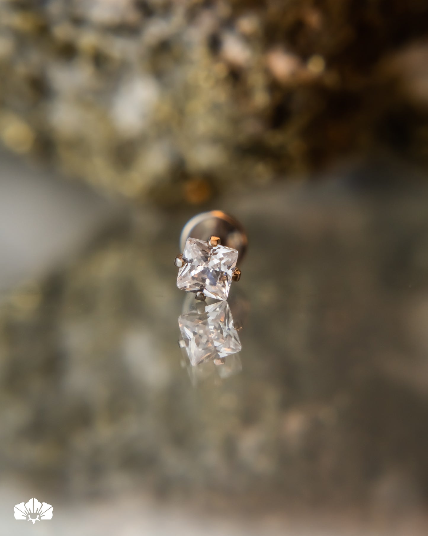 LABRET TITANIO SWAROVSKI CUADRADO BLANCO