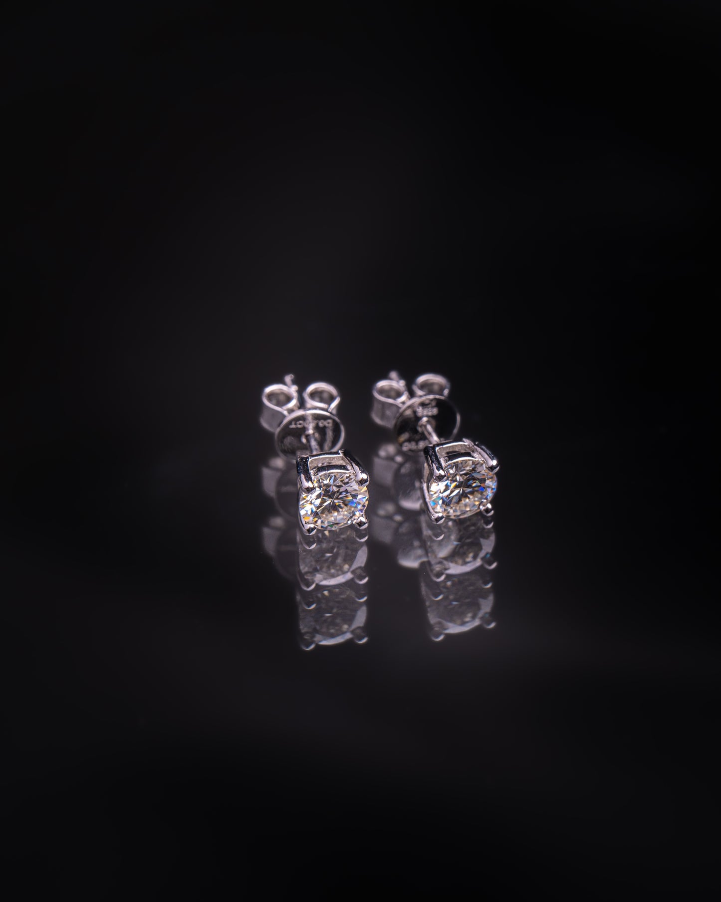 PENDIENTES PLATA LEY 925 ORO BLANCO 18K MOISSANITA 5MM