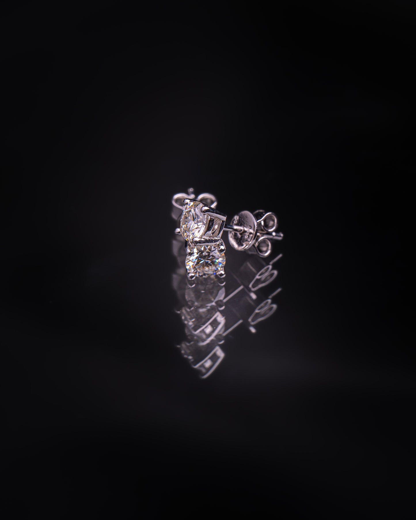 PENDIENTES PLATA LEY 925 ORO BLANCO 18K MOISSANITA 5MM