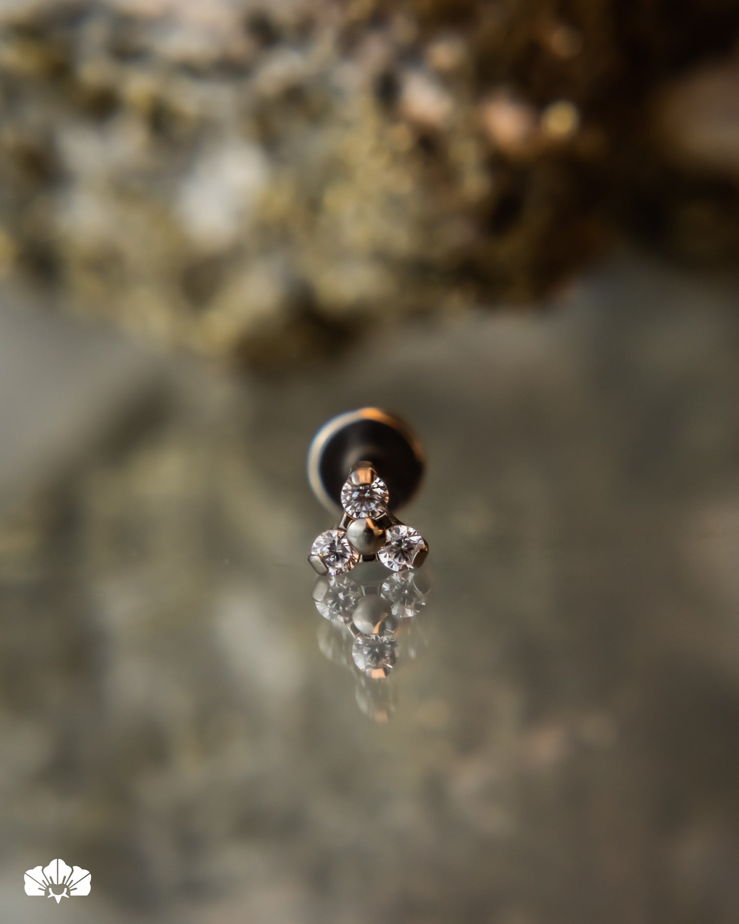 LABRET TITANIO TRINITY SWAROVSKI BLANCO 4.5MM