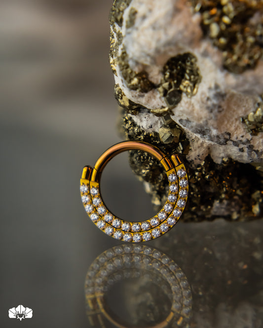 CLICKER TITANIO 8MM Y 10MM DOBLE ARO JUNTOS MINI SWAROVSKI