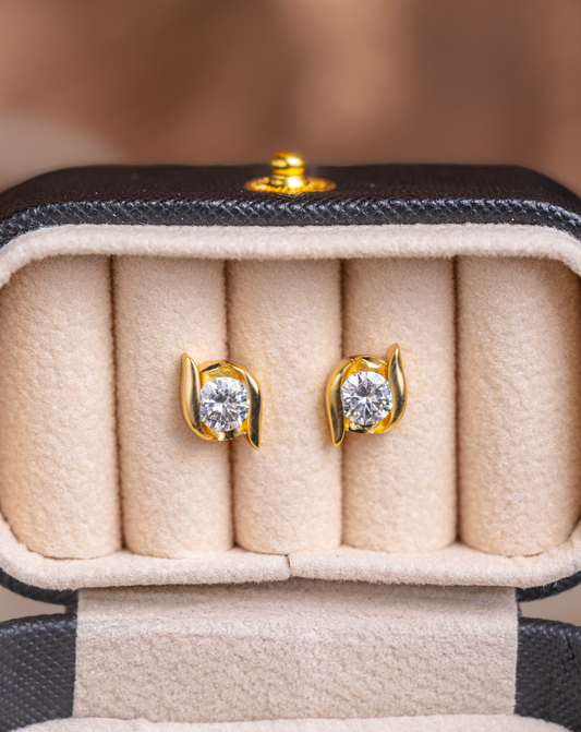 PENDIENTES PLATA LEY GOLD18K 925 MOISSANITA 1.0CTW