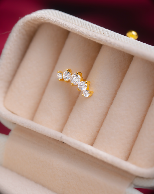 PENDIENTES PLATA LEY 925 GOLD18K CLUSTER MOISSANITAS