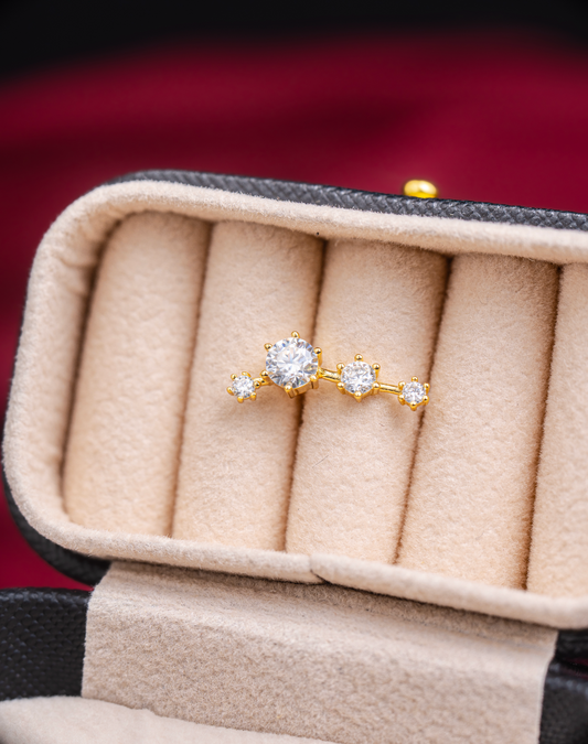 PENDIENTES CONSTELACION PLATA LEY 925 GOLD 18K MOISSANITA 1.67CTW