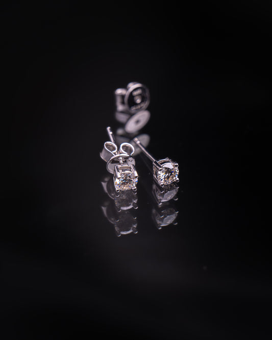 PENDIENTES PLATA LEY 925 ORO BLANCO 18K MOISSANITA 4MM