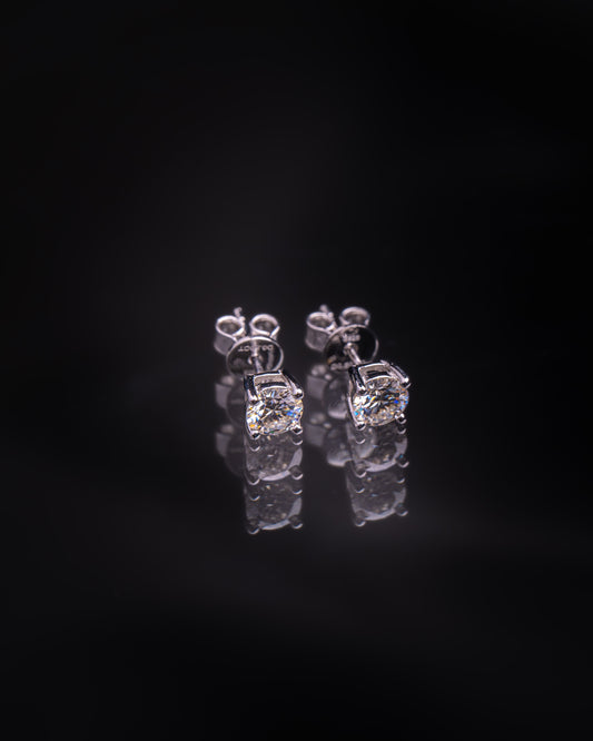PENDIENTES PLATA LEY 925 ORO BLANCO 18K MOISSANITA 5MM